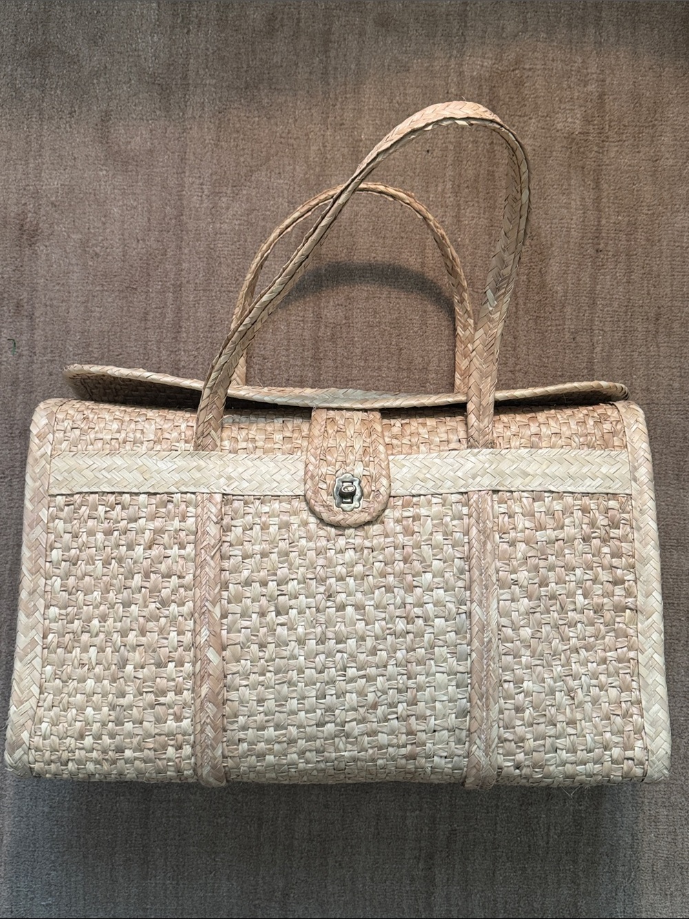 Wicker beach bag duffle Woven Straw Seagrass